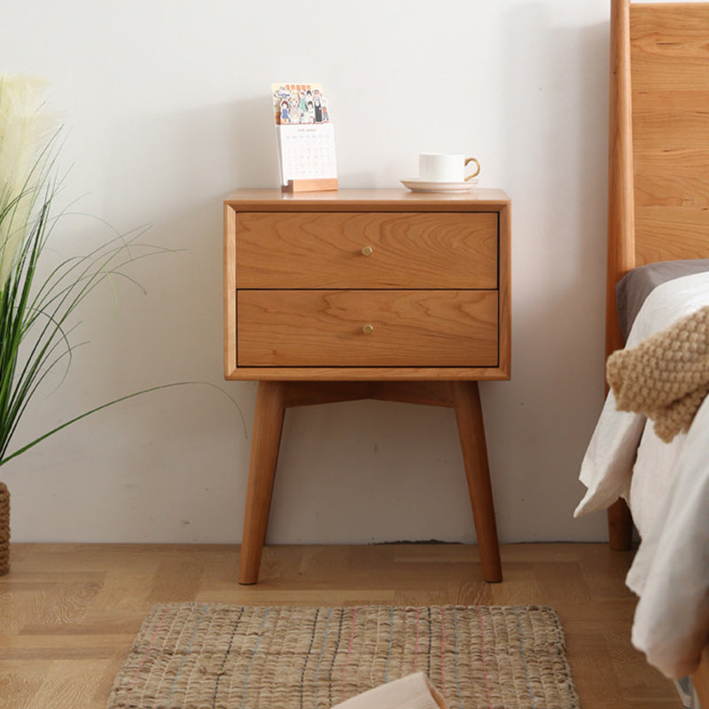 Nordic Solid Wood 2-Drawer Nightstand