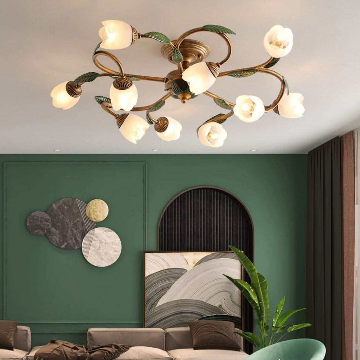Modern Idyllic Iron Flower Branch Mount Light