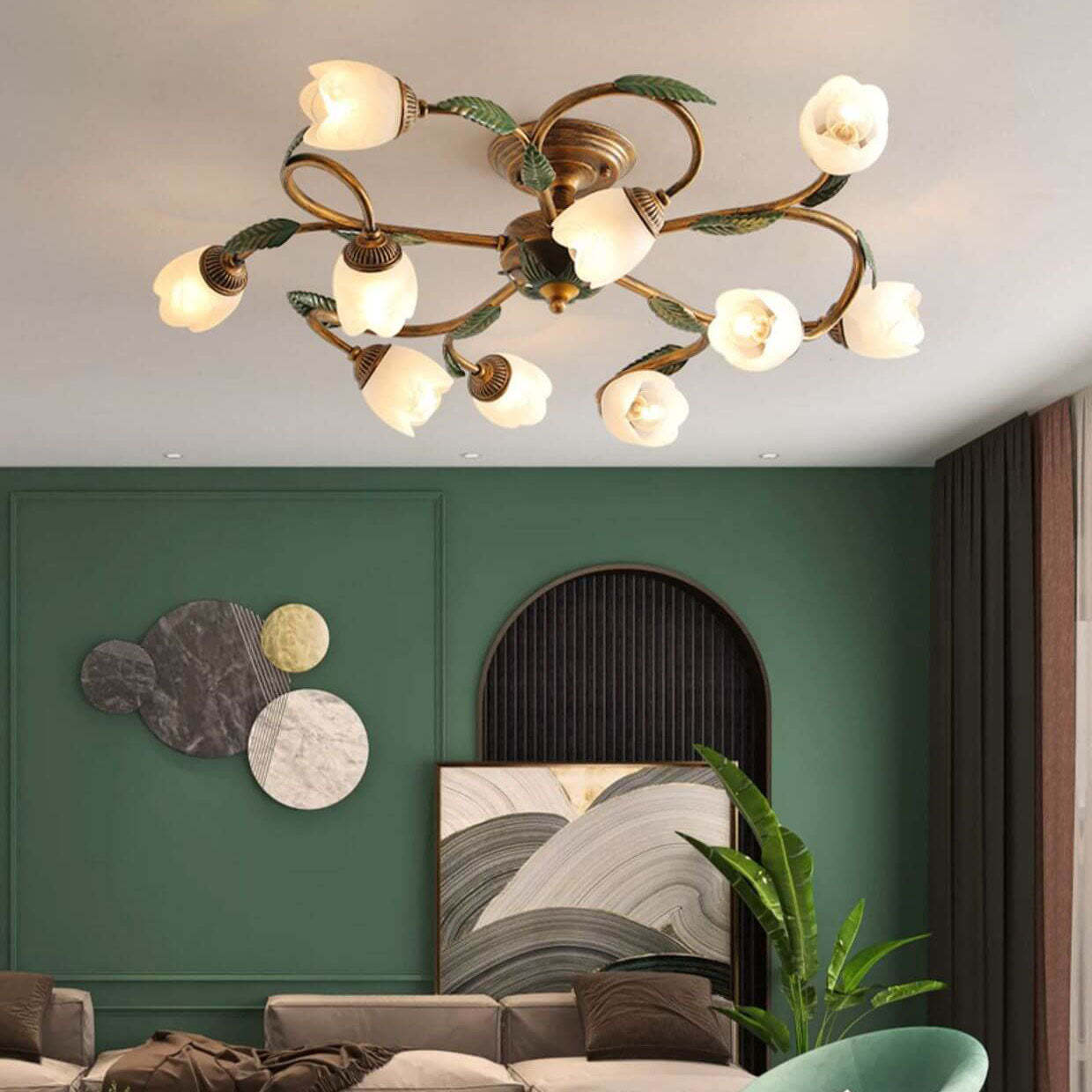 Modern Idyllic Iron Flower Branch Mount Light