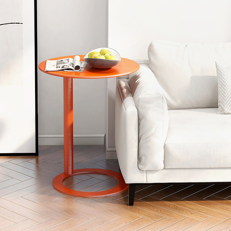 Minimalist Round Metal End Table — Black