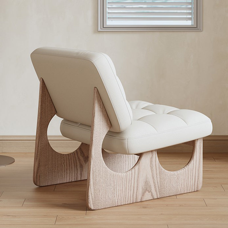 Nordic Upholstered Fabric Leather Wood Accent Chair