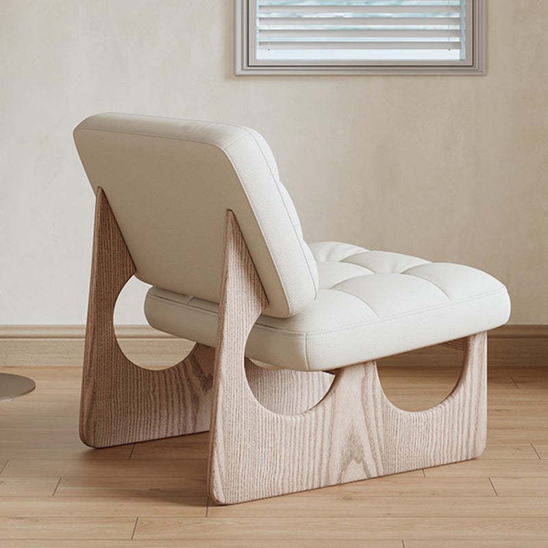 Nordic Upholstered Fabric Leather Wood Accent Chair