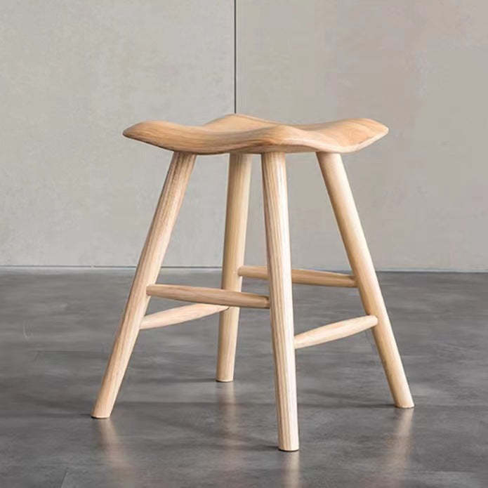 Nordic square ash wood vanity stools