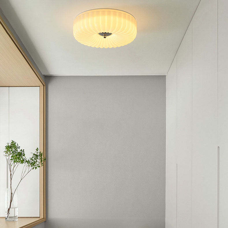 Nordic Striped Glass Round LED Flush Mount Light