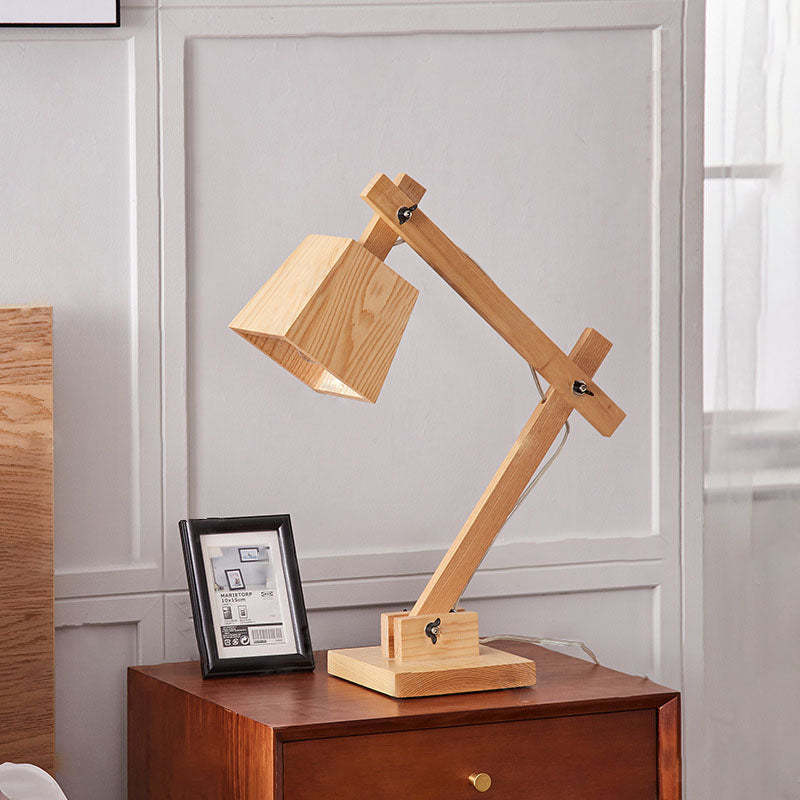 Japanese Solid Wood Trapezoidal Adjustable Lamp — 220V-240V For UK/AU