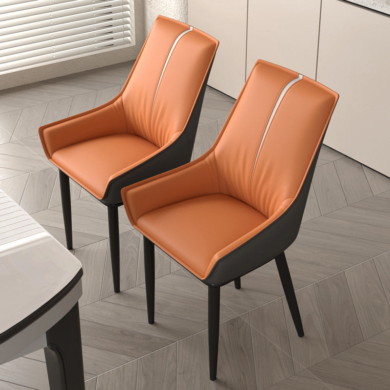 Nordic Leather Upholstered Dining Chair — Light Gray