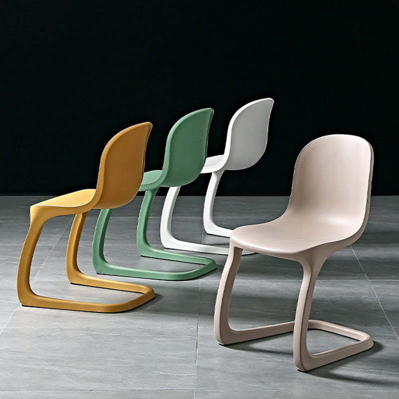 Scandinavian Bow-Frame Plastic Steel Dining Chair — Khaki