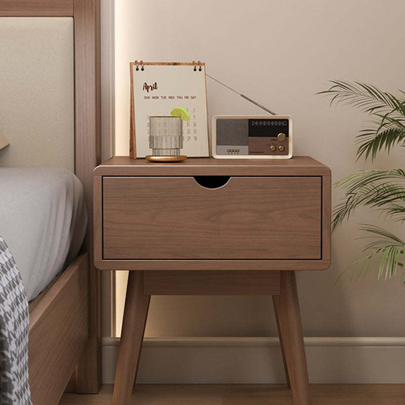Modern Cubic Rubber Wood 1/2-Drawer Nightstand