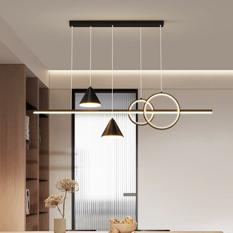 Minimalist Cone Circle Iron Acrylic LED Island Chandelier