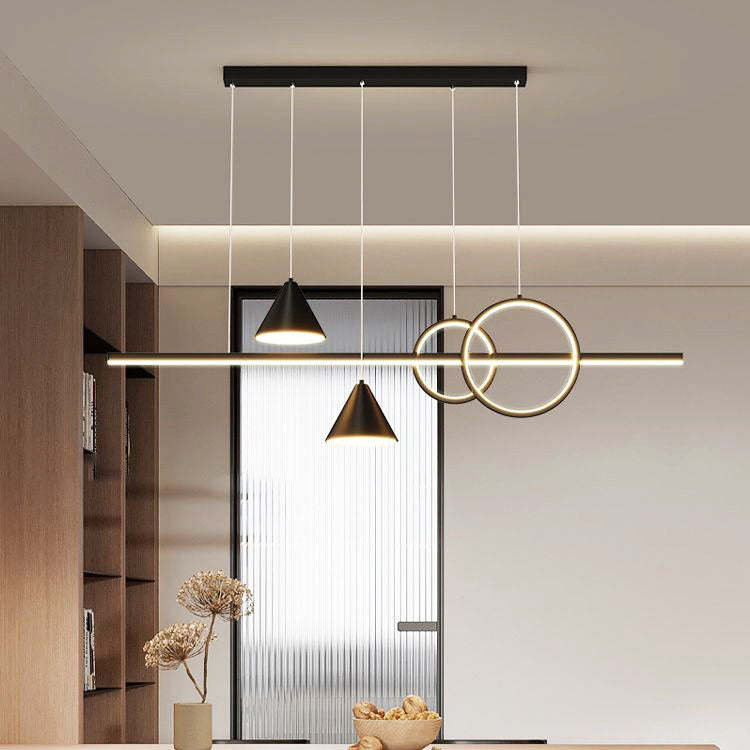 Minimalist Cone Circle Iron Acrylic LED Island Chandelier