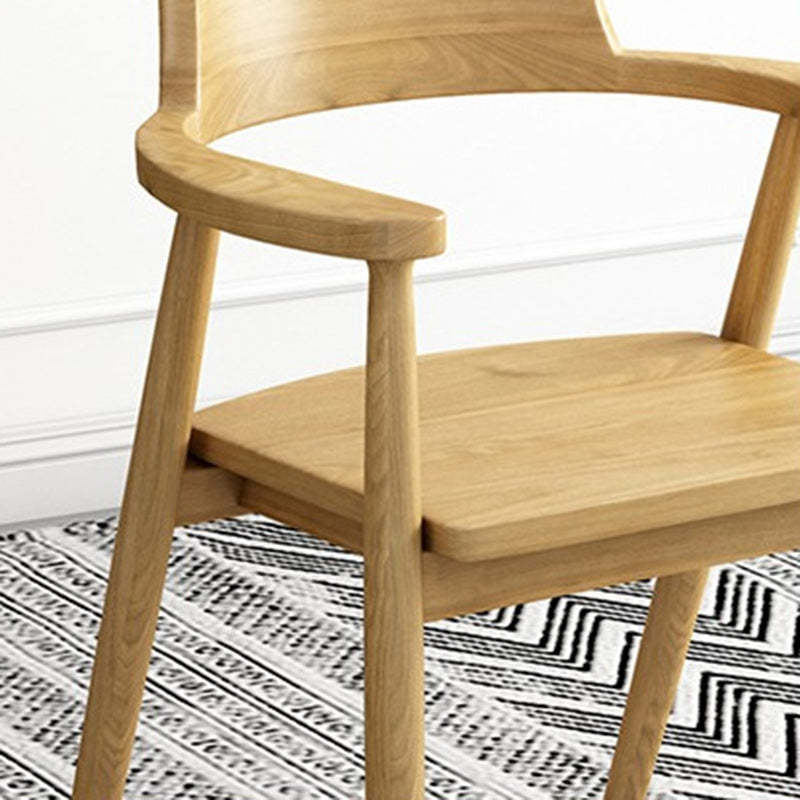 Minimalist Curved Upholstered Wood Dining Chair — Solid Wood / Original Wood Color