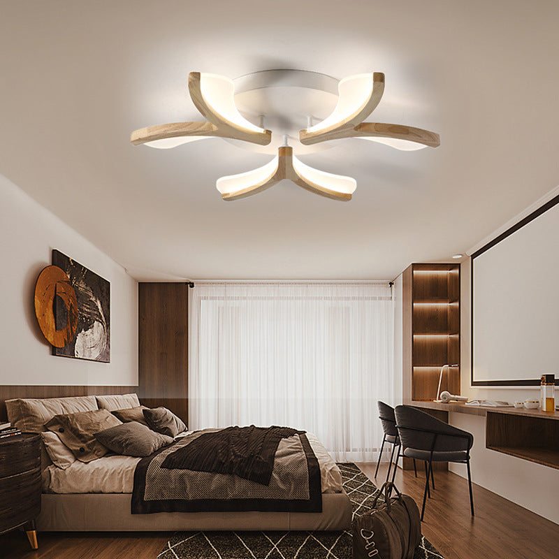 Scandinavian Wood Branch Flower Ceiling Light