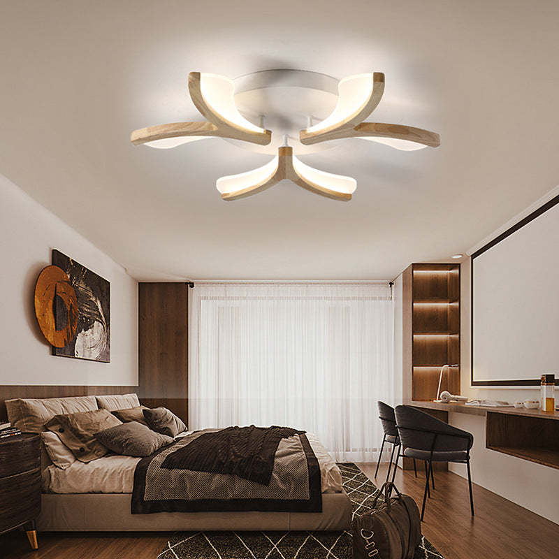 Scandinavian Wood Branch Flower Ceiling Light