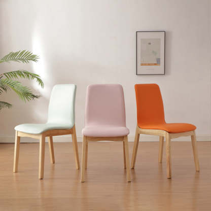 Nordic Leather Wood Frame Dining Chair — Gray + Original Wood Color Frame