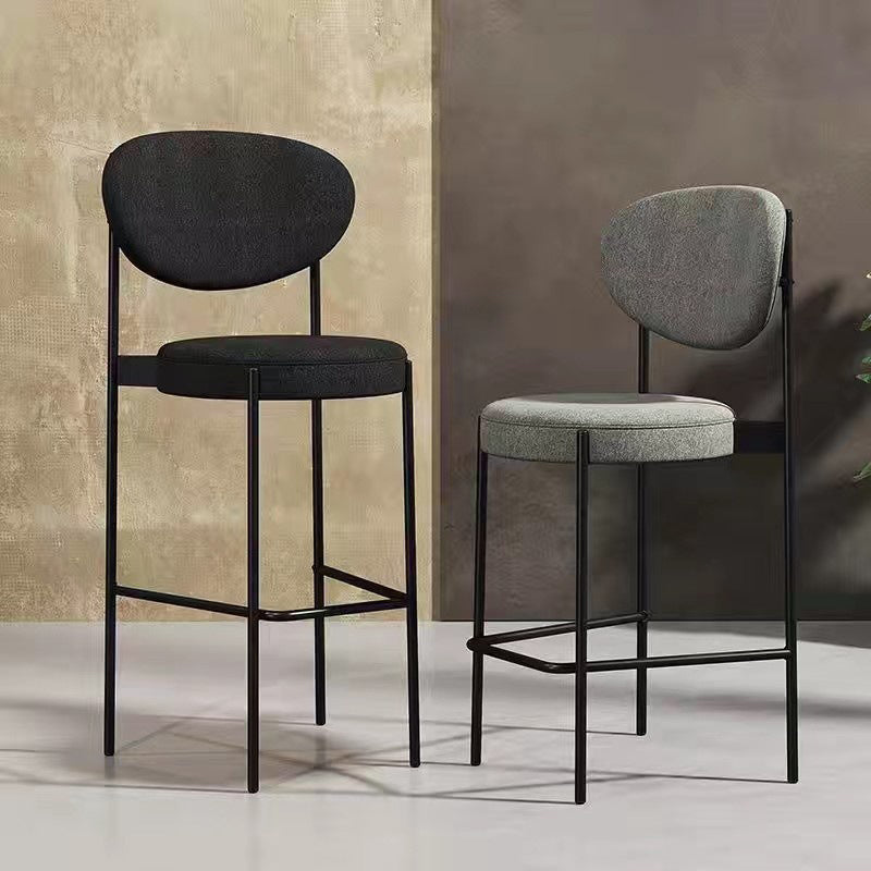 Scandinavian Oval Fabric Iron Bar Stool — Black / Gray