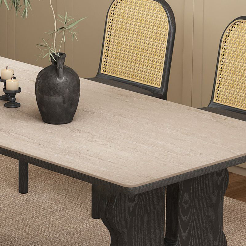 Retro Wave Wood Slate Dining Table