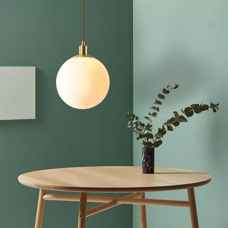 Nordic Minimalist Milky Glass Ball Pendant Light