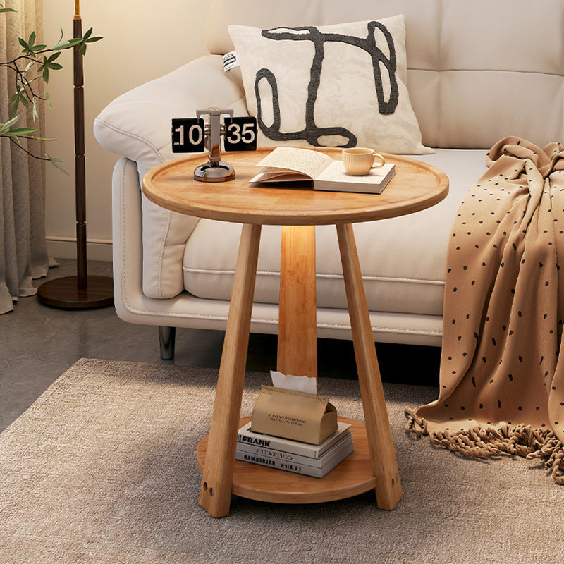 Minimalist Tripod Wood 2-Tier Coffee Table