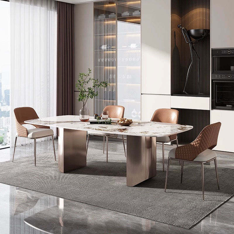 Scandinavian Leather Metal Dining Armchair