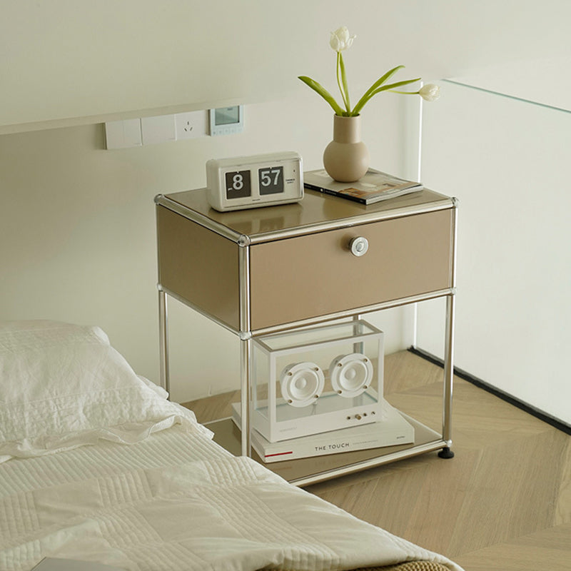 Minimalist Stainless Steel Nightstand 1-Drawer