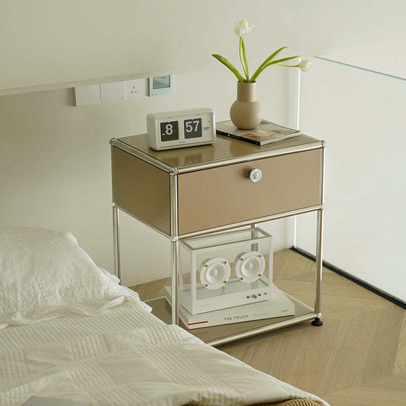 Minimalist Stainless Steel Nightstand 1-Drawer