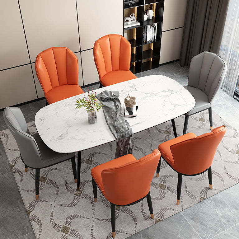 Modern Leather Steel Shell Dining Chair — X Shape / Black / Blue