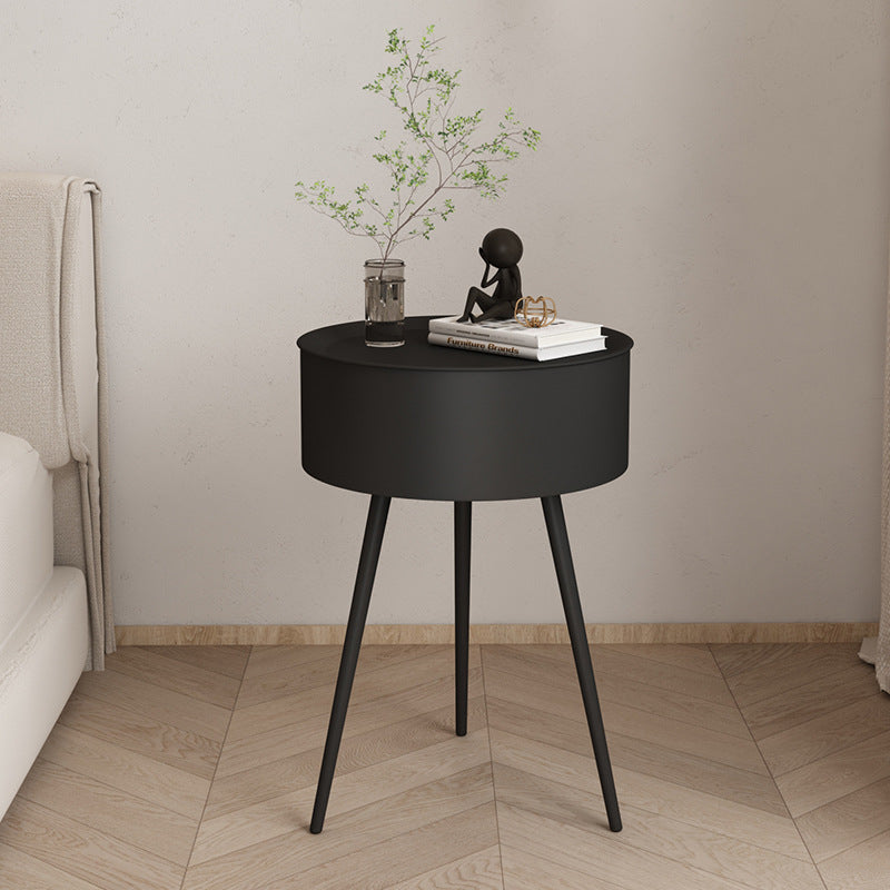Minimalist Round Iron 1-Storage Nightstand