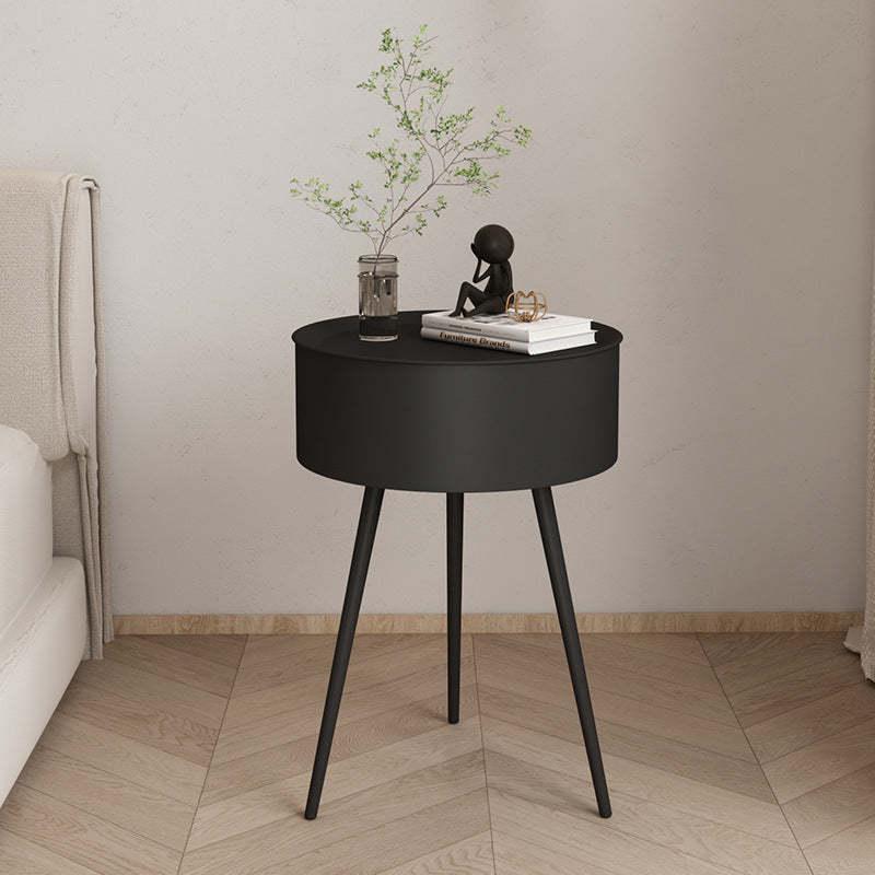 Minimalist Round Iron 1-Storage Nightstand