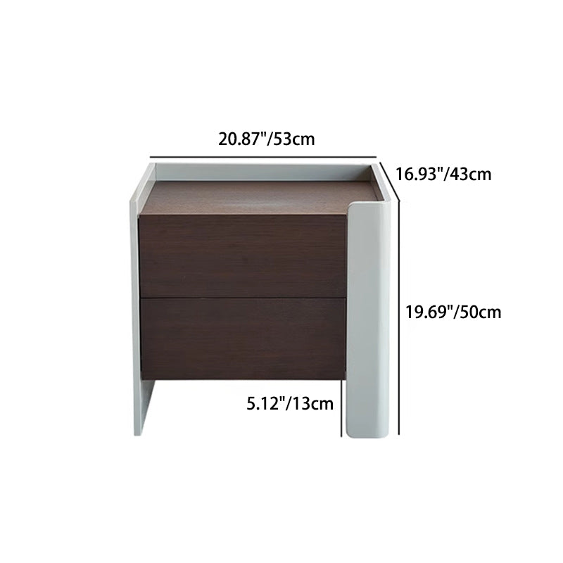 Contemporary Engineered Wood Wood Grain 2-Drawer Side Table
