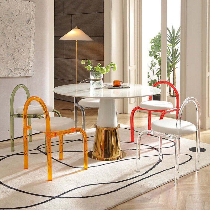 Nordic Acrylic Velvet Round Arched Dining Chair