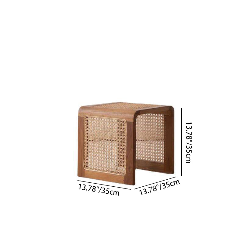 Vintage Rattan Solid Wood Coffee Table