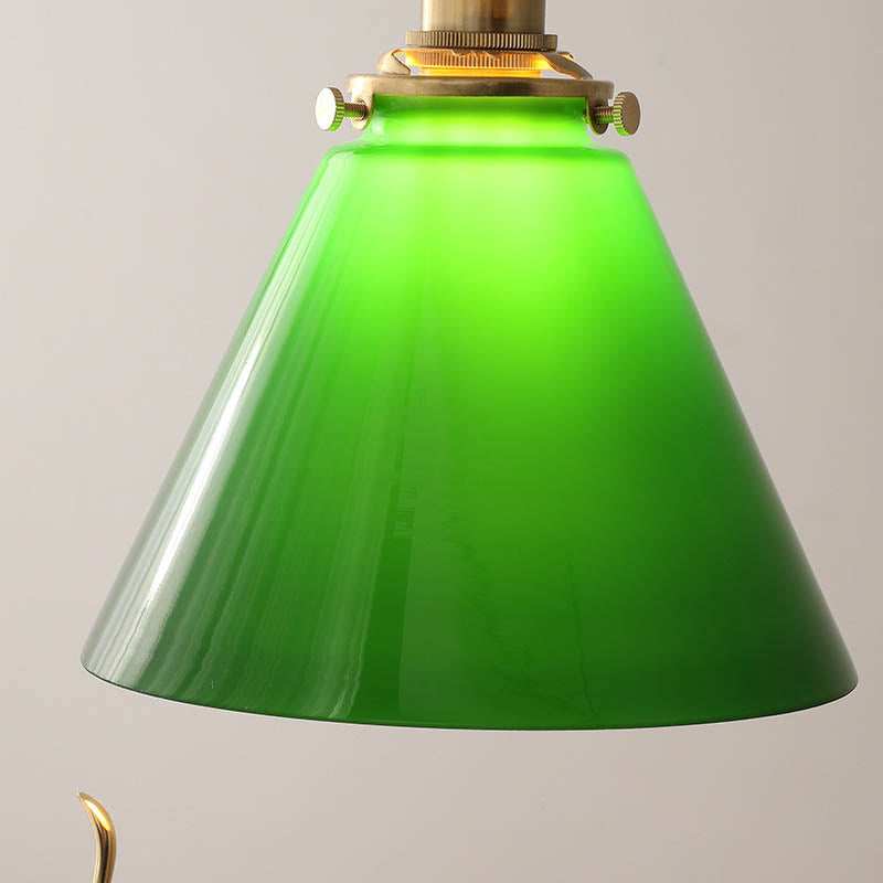 Retro Green Cone Glass Copper Pendant Light