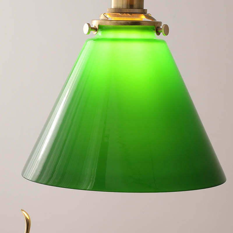 Retro Green Cone Glass Copper Pendant Light
