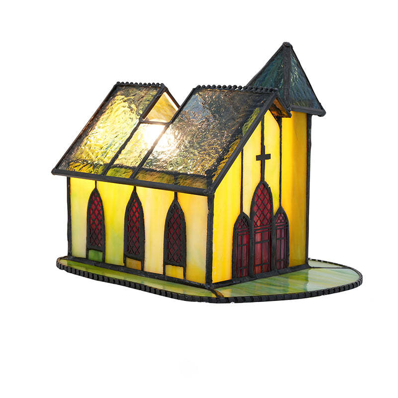 Tiffany Glass House Chapel Night Table Lamp