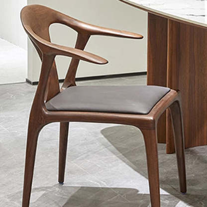 Traditional Chinese Walnut Curved Dining Chair