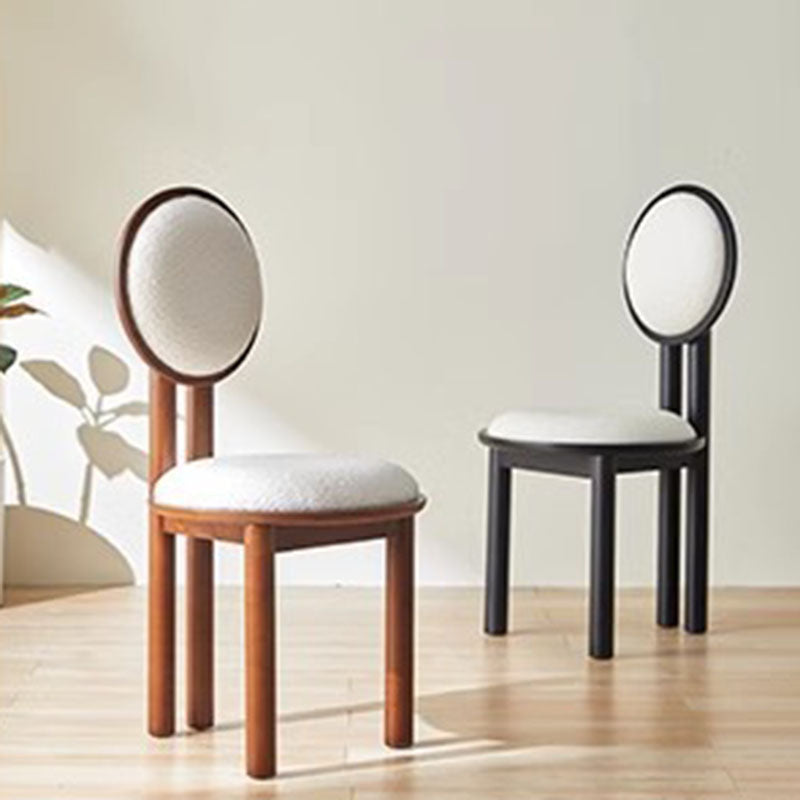 Scandinavian Solid Wood Lambswool Leather Dining Chair