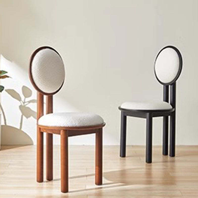 Scandinavian Solid Wood Lambswool Leather Dining Chair — Black - PU Leather Cushion