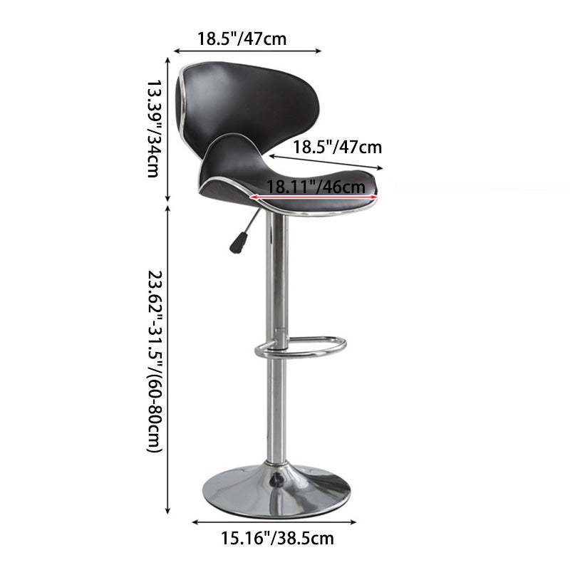 Industrial Curved PU Leather Swivel Bar Stool Wingback