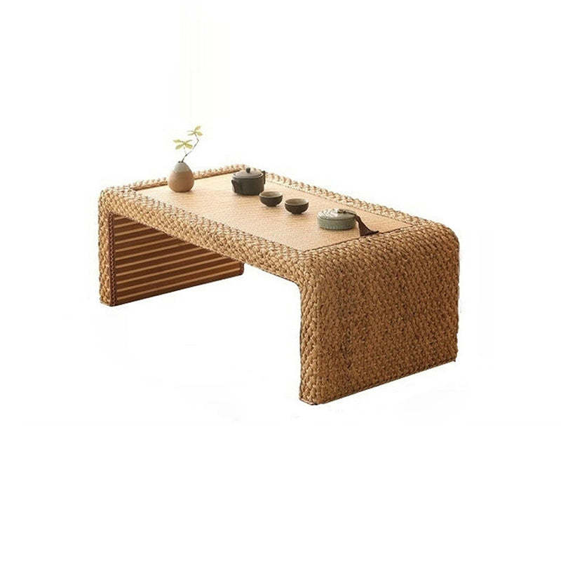 Japanese Rattan Wood Tatami Coffee Table