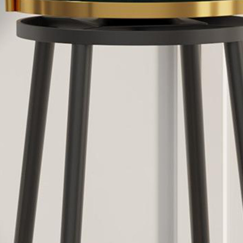 Contemporary Round Velvet Swivel Bar Stool — White Seat + Black Legs