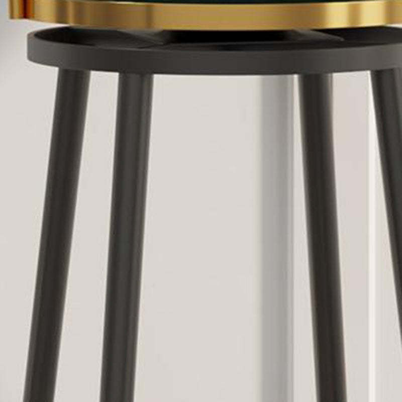 Contemporary Round Velvet Swivel Bar Stool — White Seat + Black Legs