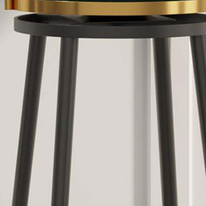 Contemporary Round Velvet Swivel Bar Stool — White Seat + Black Legs