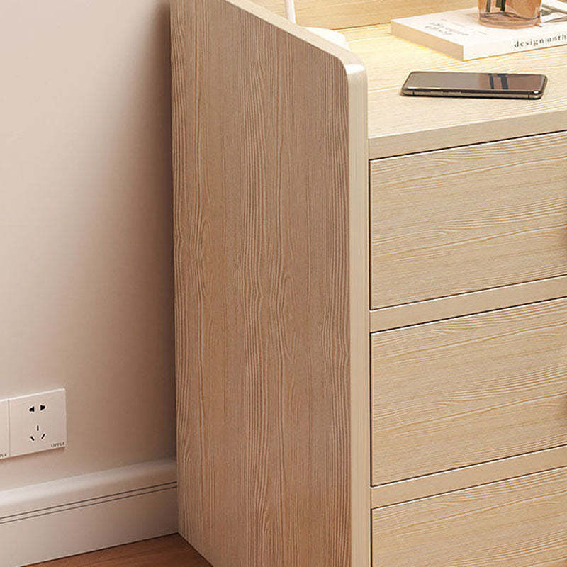Minimalist Rectangular 1/2/3-Drawer Nightstand — B - 1 Drawer & Lockable - White