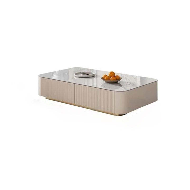Nordic Striped Rock Plate Rectangular Coffee Table 4-Drawer