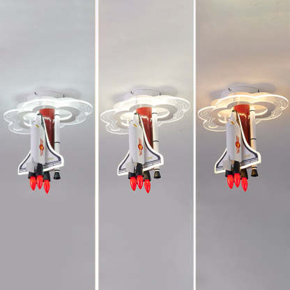 Iron Cartoon Aerospace Rocket Acrylic LED Kids Flush Light