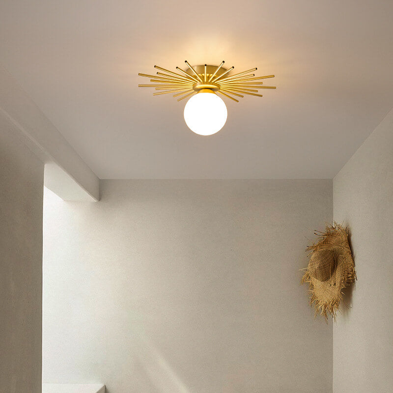 Modern semi-flush ball gold semi-flush mount light in glass — 220V-240V (UK/AU)