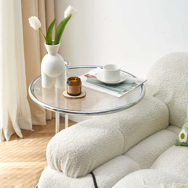 Minimalist Round Glass Steel Coffee Table