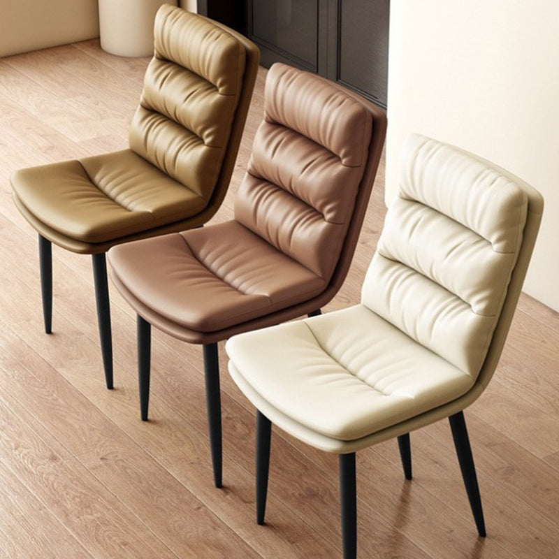Minimalist Leather Steel Dining Chair - White