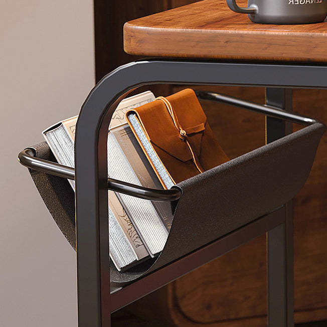 Minimalist C-Shape Steel End Table — White Tabletop + White Frame