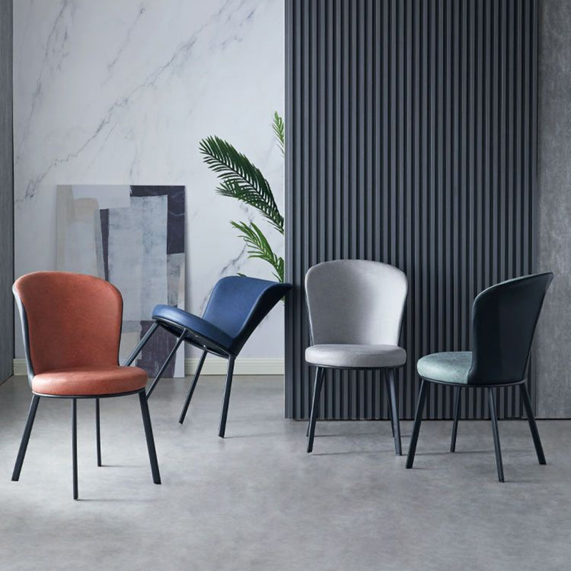 Scandinavian Round Leather Steel Dining Chair